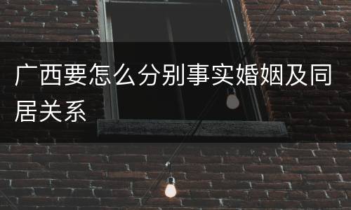 广西要怎么分别事实婚姻及同居关系