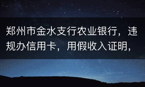 郑州市金水支行农业银行，违规办信用卡，用假收入证明，假行车证，没面签，办信用卡，