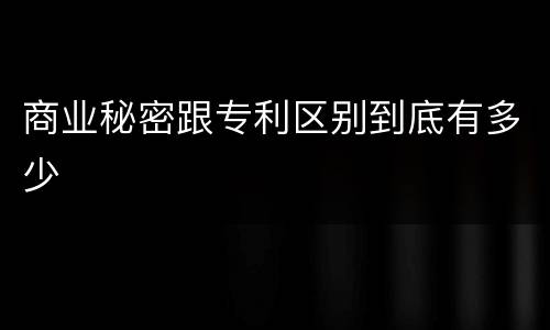 商业秘密跟专利区别到底有多少