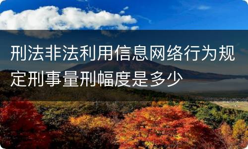 刑法非法利用信息网络行为规定刑事量刑幅度是多少