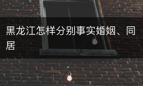 黑龙江怎样分别事实婚姻、同居