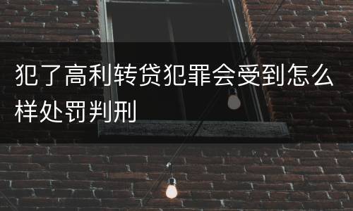 犯了高利转贷犯罪会受到怎么样处罚判刑
