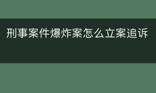 刑事案件爆炸案怎么立案追诉
