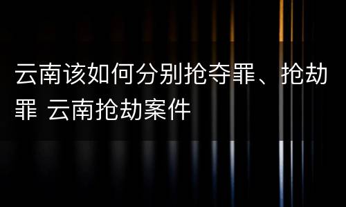 云南该如何分别抢夺罪、抢劫罪 云南抢劫案件