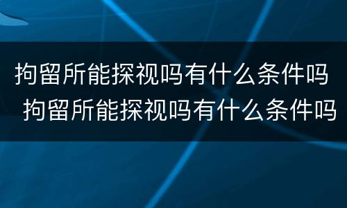 拘留所能探视吗有什么条件吗 拘留所能探视吗有什么条件吗现在