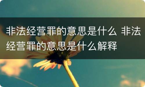非法经营罪的意思是什么 非法经营罪的意思是什么解释