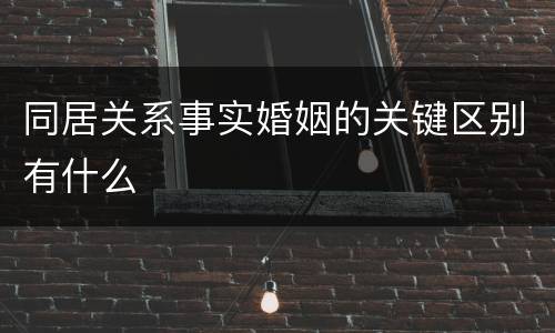 同居关系事实婚姻的关键区别有什么