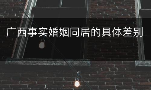 广西事实婚姻同居的具体差别