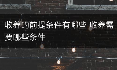 收养的前提条件有哪些 收养需要哪些条件
