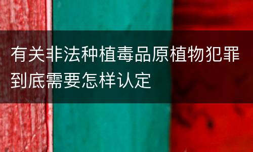 有关非法种植毒品原植物犯罪到底需要怎样认定