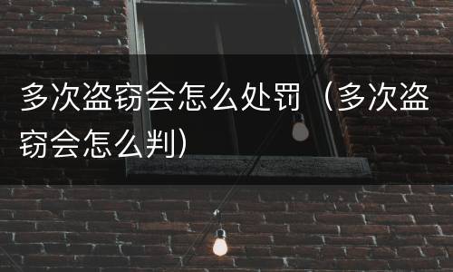 多次盗窃会怎么处罚（多次盗窃会怎么判）