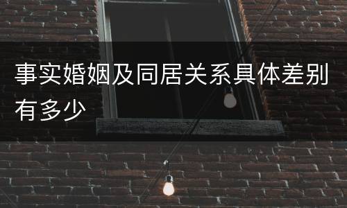 事实婚姻及同居关系具体差别有多少