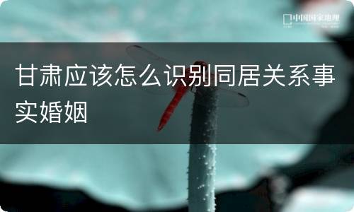甘肃应该怎么识别同居关系事实婚姻