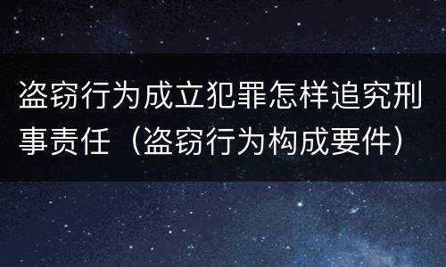 盗窃行为成立犯罪怎样追究刑事责任（盗窃行为构成要件）
