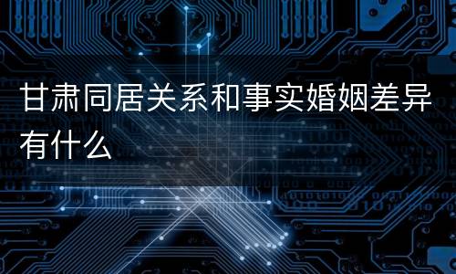 甘肃同居关系和事实婚姻差异有什么