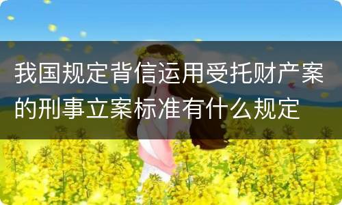 我国规定背信运用受托财产案的刑事立案标准有什么规定