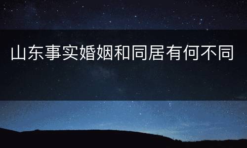 山东事实婚姻和同居有何不同