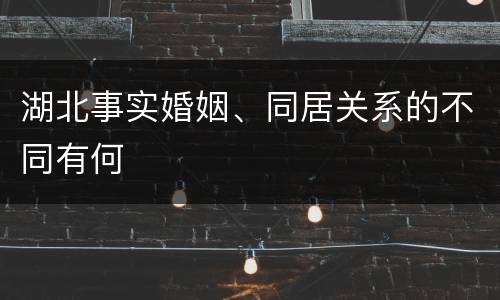 湖北事实婚姻、同居关系的不同有何
