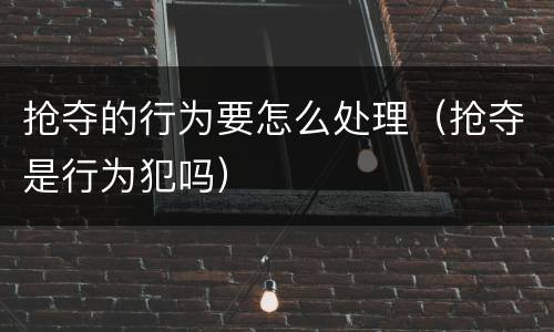 抢夺的行为要怎么处理（抢夺是行为犯吗）