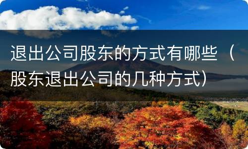 退出公司股东的方式有哪些（股东退出公司的几种方式）