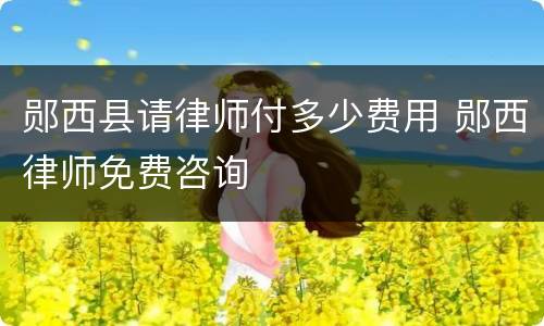 郧西县请律师付多少费用 郧西律师免费咨询
