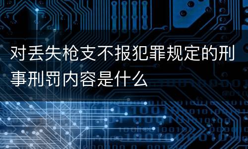 对丢失枪支不报犯罪规定的刑事刑罚内容是什么