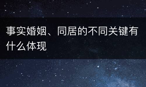 事实婚姻、同居的不同关键有什么体现