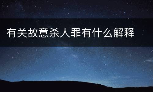 有关故意杀人罪有什么解释