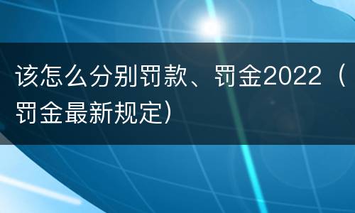 该怎么分别罚款、罚金2022（罚金最新规定）