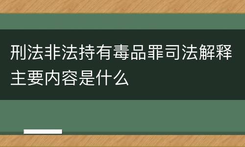 刑法非法持有毒品罪司法解释主要内容是什么