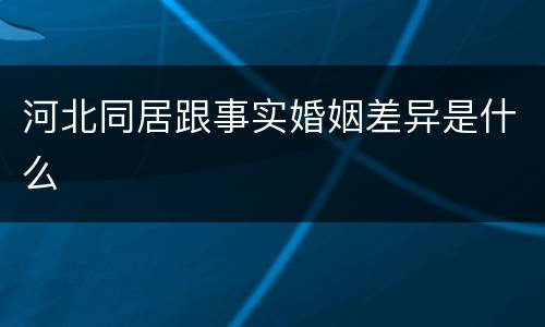 河北同居跟事实婚姻差异是什么