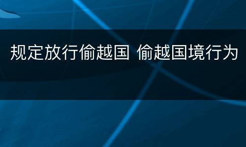 规定放行偷越国 偷越国境行为