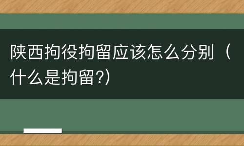 陕西拘役拘留应该怎么分别（什么是拘留?）