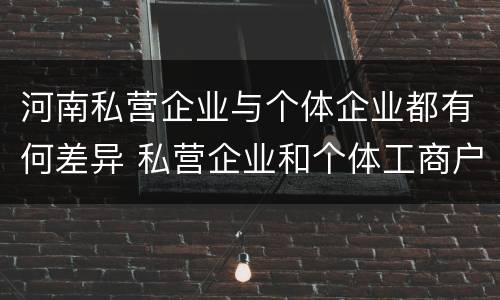 河南私营企业与个体企业都有何差异 私营企业和个体工商户的区别哪些?