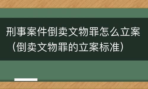 刑事案件倒卖文物罪怎么立案（倒卖文物罪的立案标准）