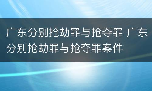 广东分别抢劫罪与抢夺罪 广东分别抢劫罪与抢夺罪案件