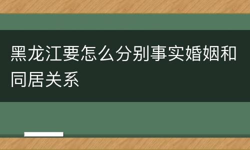 黑龙江要怎么分别事实婚姻和同居关系