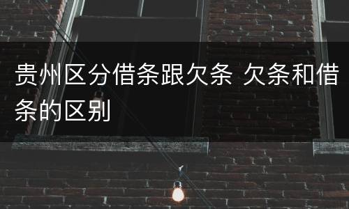 贵州区分借条跟欠条 欠条和借条的区别