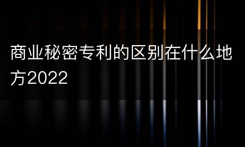 商业秘密专利的区别在什么地方2022