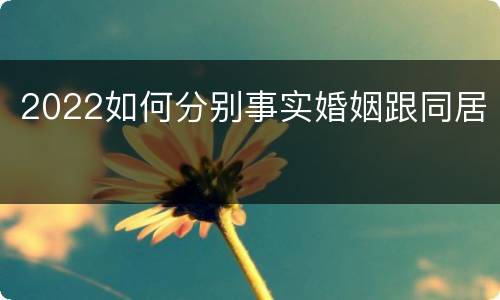 2022如何分别事实婚姻跟同居