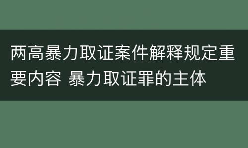 两高暴力取证案件解释规定重要内容 暴力取证罪的主体
