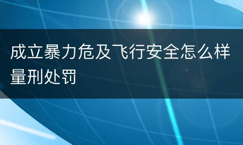成立暴力危及飞行安全怎么样量刑处罚