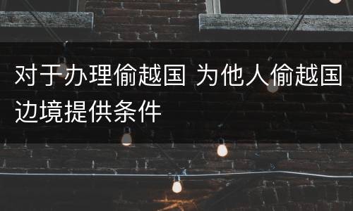 对于办理偷越国 为他人偷越国边境提供条件