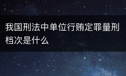 我国刑法中单位行贿定罪量刑档次是什么
