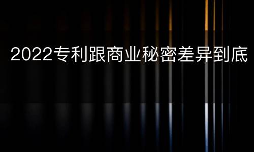 2022专利跟商业秘密差异到底
