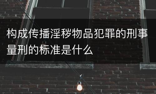构成传播淫秽物品犯罪的刑事量刑的标准是什么