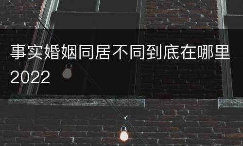 事实婚姻同居不同到底在哪里2022