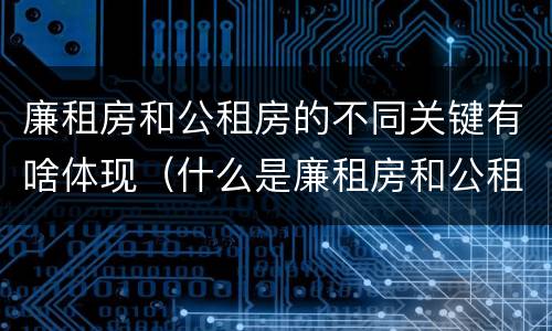 廉租房和公租房的不同关键有啥体现（什么是廉租房和公租房两个有什么特点）