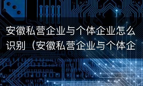 安徽私营企业与个体企业怎么识别（安徽私营企业与个体企业怎么识别出来）