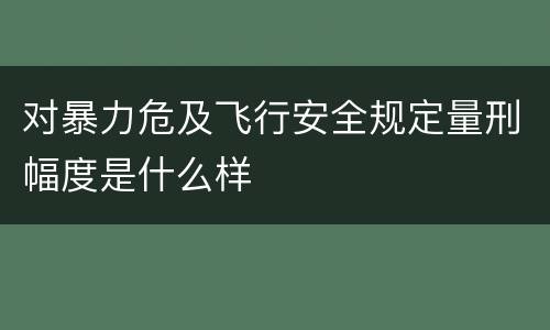 对暴力危及飞行安全规定量刑幅度是什么样